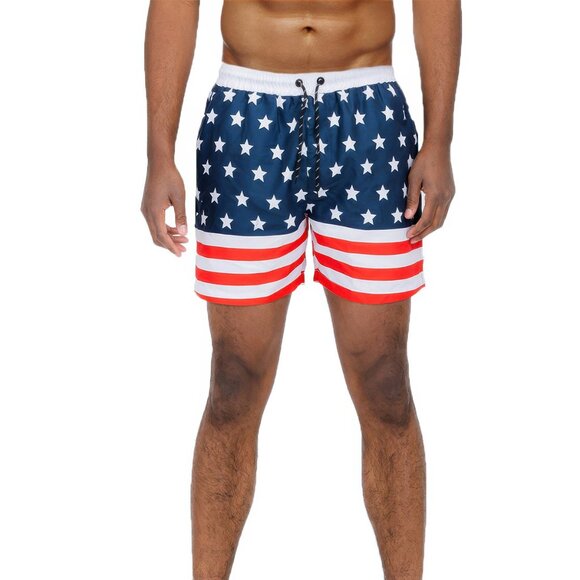 TEAM USA Men's Flag Swim Shorts, Sizes S - 3X, Pockets, Drawstring American Flag - Picture 3 of 4